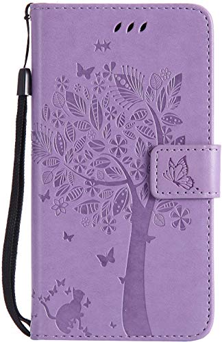 ViViKaya Funda para Samsung Galaxy S6 Edge Plus, Premium PU Cuero Billetera Funda Ultra Delgado Protectora Carcasa con Concha Interna Suave [Lavanda]