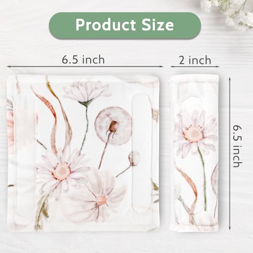 Image of Carseat Strap Pads for Babies Girls, Double-Sided Use, Super Soft, Infant Car Seat Strap Covers, Seat Belt Covers for Baby Car Seats /Pushchair /Stroller /High Chair, Flower Pattern