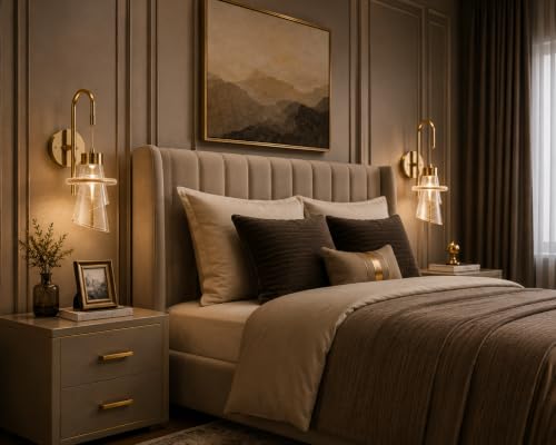 Image of FILLISKA Luxurious LED Wall Lamp for Home with Adjustable Colour Changing Function(1 Year Warranty) (French Gold-A043)
