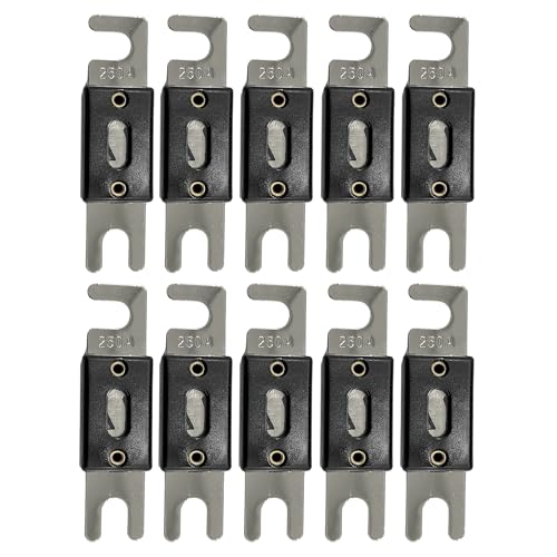 Image of KMH 250A ANL Fuse Kit Nickel Blade Plated Fork Fuses | Car Audio & Video Circuit Breaker Protection | Electronic System Fuse Holder for Safe Power Distribution, Pack of 10