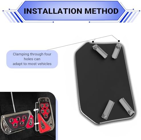 2 PCS Car Pedal Covers, Automotive Accelerator Brake Pedals Cover, Anti-slip No Drilling Vehicle Foot Treadle Set, Universal Automatic Transmission Pedals, for Most Cars (Red) — 사진 4