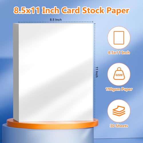 image for Nichela 30 Sheets of Cardstock 8.5 x 11, Heavyweight Cover Cardstock P