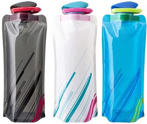 Sinwind Bottiglia d'acqua pieghevole Set di 3, 700ML bottiglie flessibile pieghevole riutilizzabile acqua per escursionismo, Adventures, Viaggi - Senza BPA (3pcs)