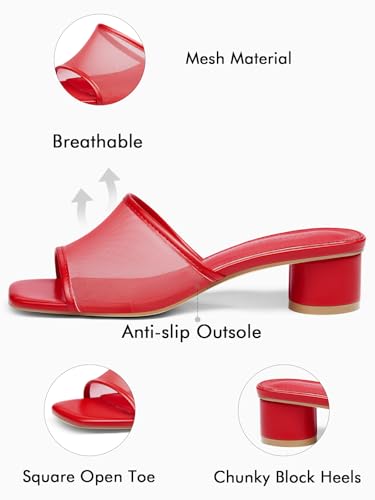 Image of Coutgo Women's Square Open Toe Chunky Heel Slide Sandals