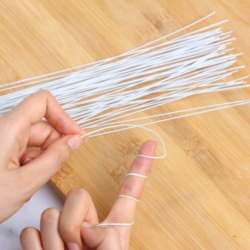 Image of CAKE DECOR White Floral Stem Wire for Artificial Flower Making - 22 Gauge, Flexible and Durable Craft Wire for Cake Decorating and Floral Arrangements