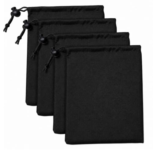 Image of 4 Pcs Black Drawstring Bags, Small Water-Resistant Nylon Storage Pouches 15 x 20 cm, Foldable Travel Organisers for Outdoor, Camping, Gym, School, Toiletries and Small Accessories