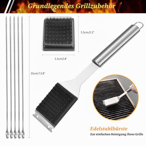 GQC 10PC Edelstahl Grillbesteck-Set Professionelle Grill Bestecksets in Tragetasche BBQ Grillwerkzeug Grillset Werkzeuge für Männer und… – Ansicht 3