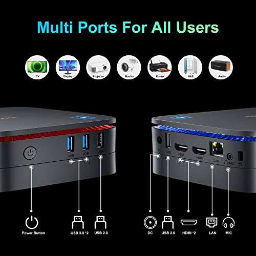 Blackview MP60 Mini PC Windows 11 Pro 16GB DDR4 RAM 512GB M.2 SSD, Mini Gaming Computer with Processor Intel N5095, VESA/Home/Business Mini Desktop Computer, 4K HD Dual HDMI Gigabit Ethernet, Blue