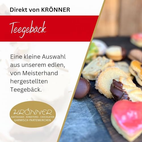 Krönner Teegebäck mit verschiedensten Sorten (250g) – Handgefertigte Butterkekse aus feinstem Mürbeteig – Hochqualitative Kaffeekekse – Kekse ohne Zusatzstoffe und künstliche Aromen