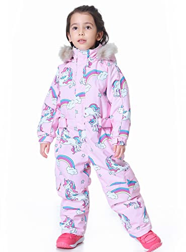 Image of Kids Girls Boys Waterproof Colorful One Piece Snowsuits Coveralls Ski Suits Jackets Winter Jumpsuits