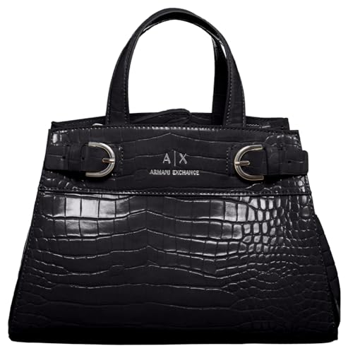 Armani Exchange Women's Milano 91, Sustainable, metal buckle Tote MHand-Carry Black,One Size