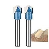 HUHAO 2Pcs Router Bits, Carbide Tipped 120 Degree V Groove Router Bit for Groving,CNC Engraving V Router Bit for 3D Signmaking Lettering Carving Woodworking Tool