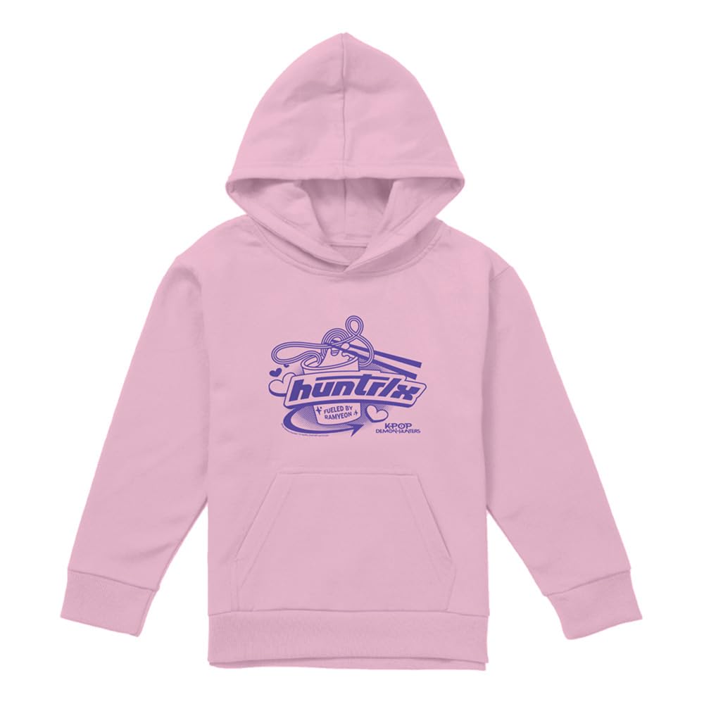 KPOP Demon Hunters KPOP Demon Hunters Huntrix Fueled By Ramyeon - Felpa con Cappuccio Unisex per Bambini, con Cappuccio, Rosa Chiaro