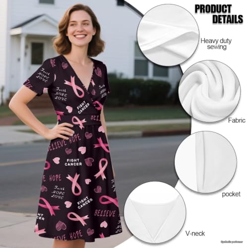 Image of Women's Summer Dresses Short Sleeve Formal Dresses with Pockets | Lightweight polyester fabric delivers cool airflow during hot summer outdoor activities