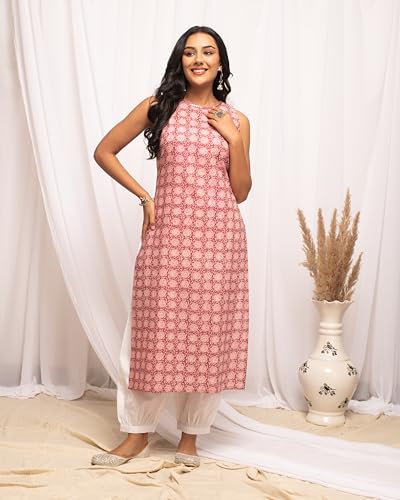 Image of FIORRA Womens Cotton Straight Fit Floral Printed Kurta
