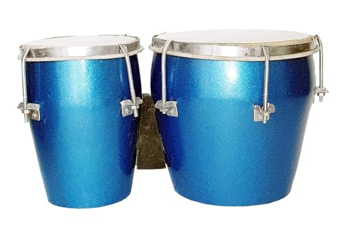 Image of 7 inch Size Professional Long Lasting Two Piece Wooden Bongo Drum Set - Blue