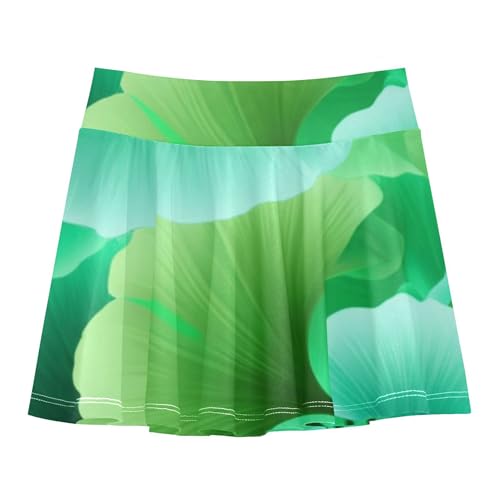Joisal Skirts with Shorts Ginkgo Leaves Green Teal Athletic Shorts Girls Skorts Neon Teen Skirt 4t