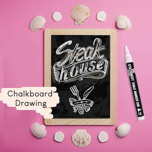 STATIONERY ISLAND Kreidestifte für Tafel Abwaschbar, Weiß Kreidestift für Fenster, 3mm 4 Stück Kreidemarker, Fensterstifte