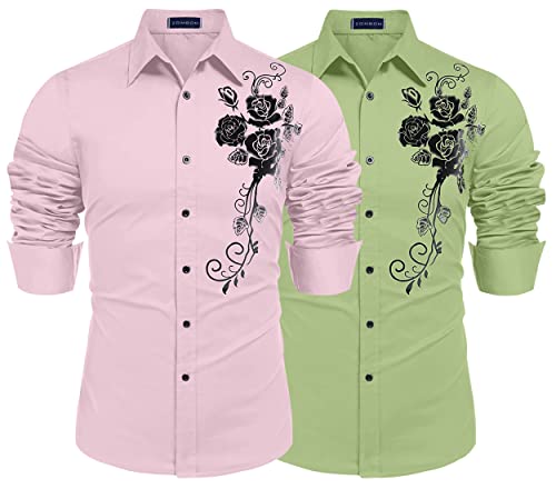 Image of Zombom Men's Regular Fit Cotton Blend Printed Full Sleeve Casual Shirts