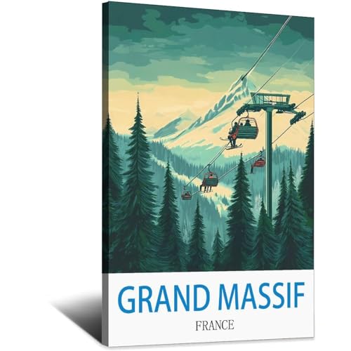 Poster Grand Massif France vintage 50x75 cm pour decoration murale salon