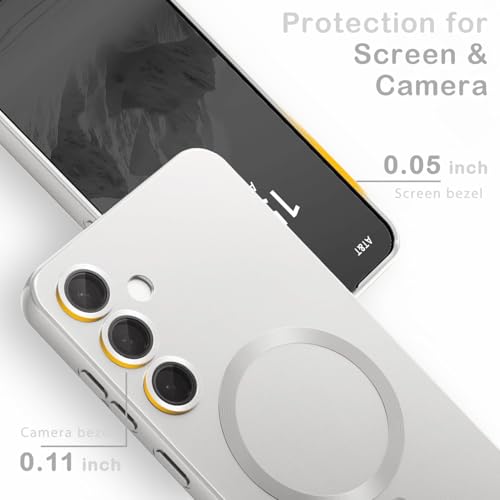 Image of DIZORO Samsung S25 Fe Case, Compatible with Mag Safe, Matte Luxury Metallic Luster Flexible TPU Wireless Charging Shockproof Case with Camera Protector Back Cover (Silver)