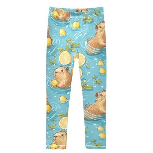 Boccsty Capybara Lemons Cartoon Girls Leggings Kids Yoga Pants Dance Active Tights 4T