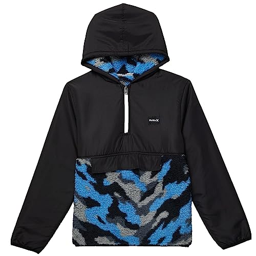 Hurley Boy's Sherpa 1/4 Zip Hoodie (Big Kids) Black XL (18/20 Big Kid)