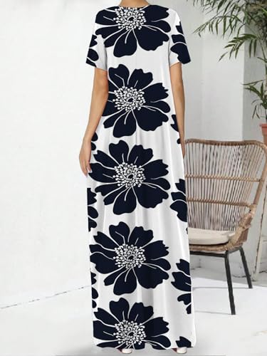 Image of Nimsruc Women Summer Long Dress Casual Sexy Short Sleeve Loose Maxi Dresses for Women 2025