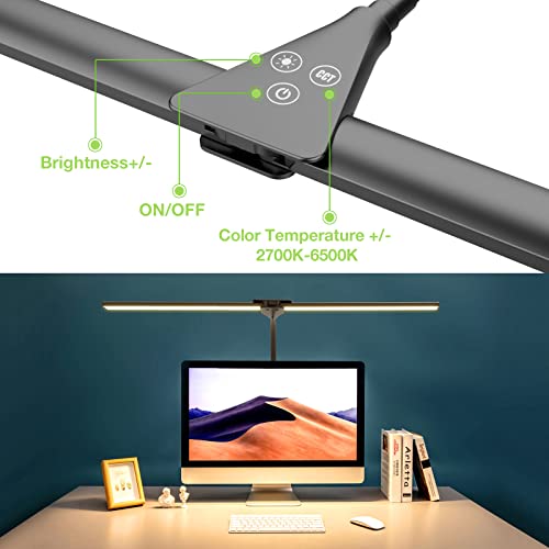 Kintion Led Desk Lamp For Home Office, Computer Monitor Flexible Gooseneck Smart Light, 1400 Lumens Dual Headed Architect Desk Lamp With Clamp, 25 Light Modes, 25“ Super Bright Extra Wide Table Light #TOP3
