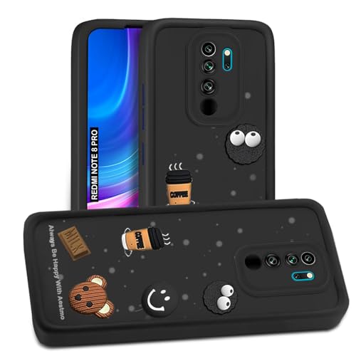 Image of AESTMO Back Case Cover for Redmi Note 8 Pro Cover | Cute Fun Cartoon 3D Ball | Coffee Silicone Case | Full Body Protection | Camera Protection Back Cover (Black)