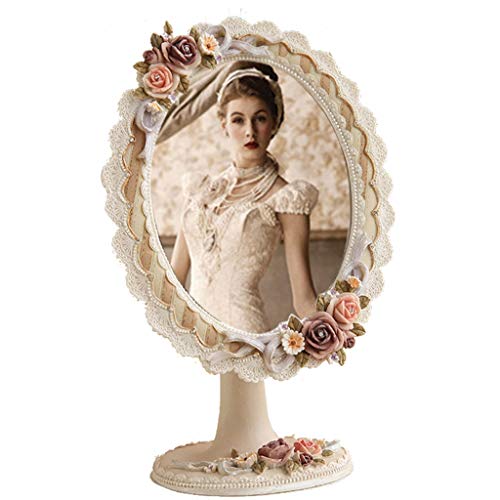 Preisvergleich Produktbild Kompaktspiegel kompaktspiegel mit led Einseitig verzierten freistehende Tischspiegel Schminktisch Spiegel Vintage Vanity Spiegel Schlafzimmer Badezimmer Spiegel Shabby Chic ABS Kompaktspiegelbadspieg