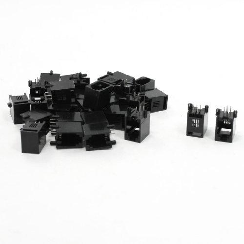 uxcell 30 Pcs RJ9 RJ10 RJ22 4P4C PCB Jacks Female Connectors for Handset Coiled Cord