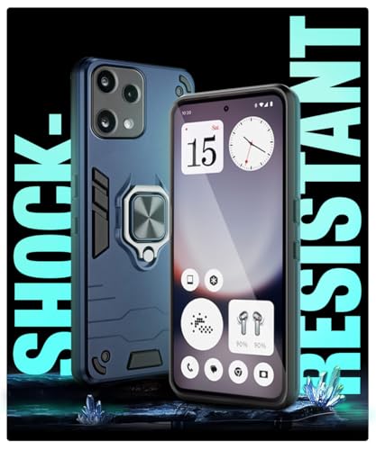 Image of WOW IMAGINE Shock Proof Back Case Mobile Cover for Nothing Phone 3A Lite | Back Cover Case (Tough Armor | Hybrid PC + TPU | Ring Holder & in-Built Kickstand | Blue)