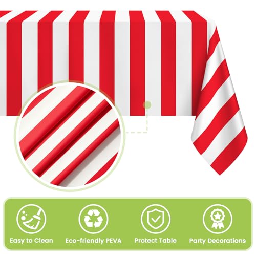 Image of Mulbozy Red and White Striped Tablecloth 2 Pack,Red and White Table Cloth