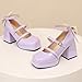Bviennic Women's Chunky Platform Mary Janes Ankle Strap Fashion Dress Party Prom Heels Purple Size 10 US/43