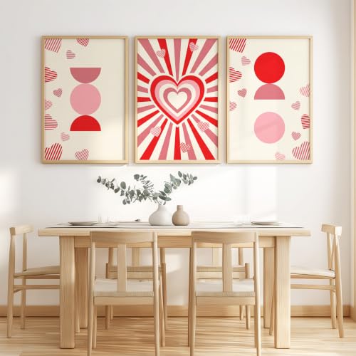 Impression sur toile minimaliste lot de 3 affiches cœur rose 40x60 cm - 6