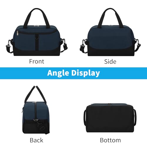 Image of Apenze Small Gym Bag 14 inch lightweight Carry On Mini Duffel Bag with D-Ring for Travel Sport - Navy Blue