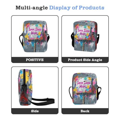 Text Love Lives Here small messenger bag for men Crossbody Bags For Women Small Casual Everyday Purse Adjustable Strap for Outdoor Daily Travel4
