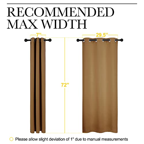 Image of NICETOWN Sleek Blackout Curtains 72 inches Length for Windows, Noise Reducing and Block Draft Panels for Door Doorway Laundry Office Luxury Decor Theme (2 Panels, Gold Brown, W34 x L72 -Inch)