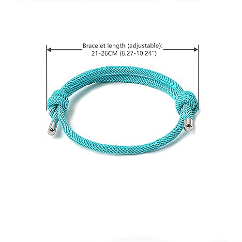 Biyongde Aqua Blue Nautical Woven Friendship Rope Boho Bracelet Handmade Braided Wrap String Steel Charm Adjustable #TOP1
