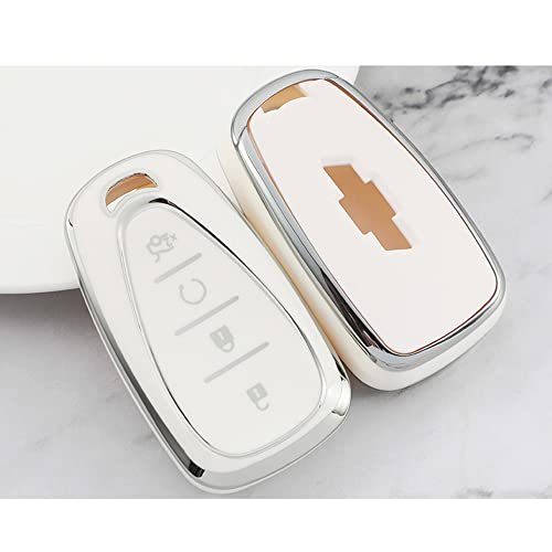 QYLAN Car Key Case for Chevrolet Malibu XL Equinox, 4 Buttons TPU Car Key Cover Keychain Protector