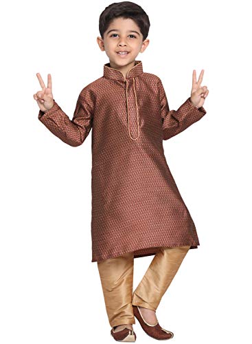 Image of JBN Creation VASTRAMAY Baby Boys' Cotton Silk Blend Kurta Pyjama Set VASBK047MAnPRG 14