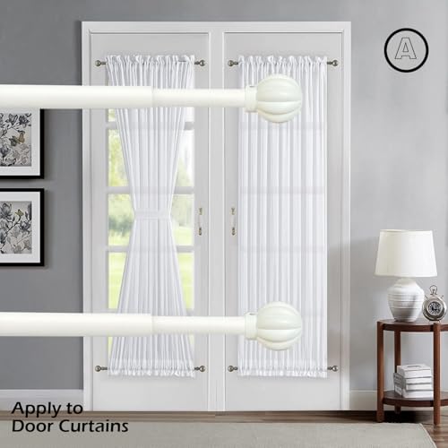 ARNORX 3/8" French Door Curtain Rods, 2 PCS, 16 to 28 Inch White (Pumpkin Finial) by ARNORX - Used condition - Image 3