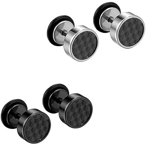 JewelryWe Men's 8mm Stainless Steel Stud Earrings Cover