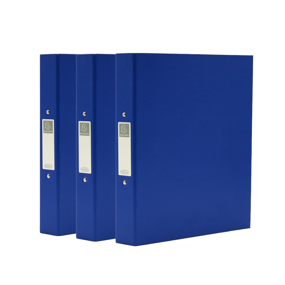 Exacompta A4 Ring Binder, 30mm Spine, 2 Ring, Document Folder, Assorted, Pack of 3 in Blue, Stationery Folders for Filing Paperwork and Document Organisation - 226/0002Z