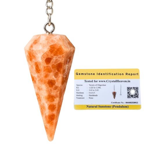 Image of Sunstone Pendulum Dowsing Tool - Natural Crystal Pendulum for Spiritual Guidance - Premium Dowser Pendulum for Accurate Divination and Energy Healing - Perfect for Energy Healing and Chakra Balancing - Handcrafted with Precision and Elegance