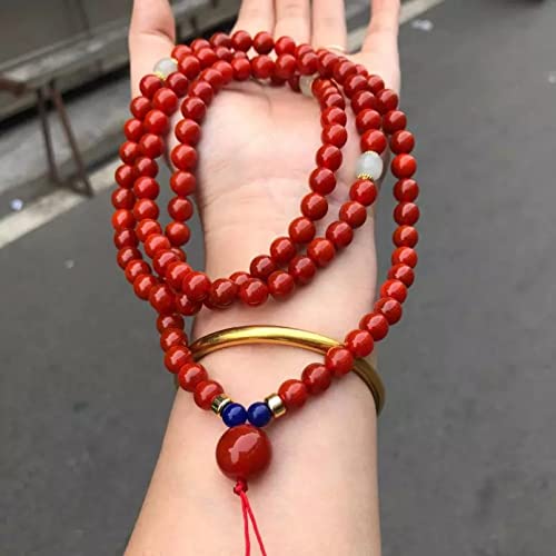 DFGFD Bracelet en Agate Rouge du sud Naturel Jades Rouges 108 Perles Mala Bracelets élastiques en Perles Femmes Bracelet Bijoux Cover
