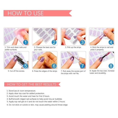 8 Sheets Glitter Toe Nail Stickers White Flower Nail Polish Strips Self-Adhesive Designs Star Wave Point Marble Toe Nail Polish Stickers Purple Blue Pink Nail Strips No Uv Light Needed for Women Girls - Thumbnail 7