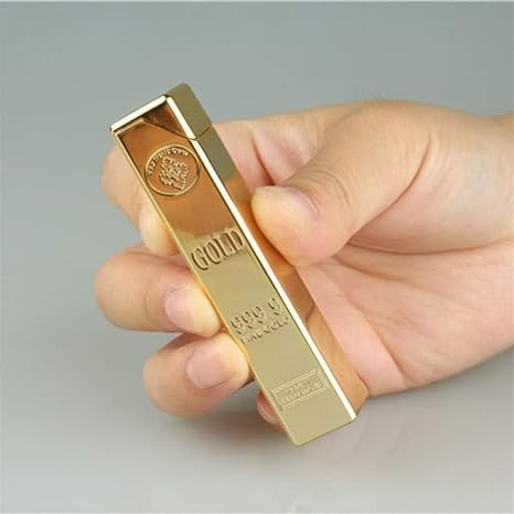 Image of Alkey Metal Gold Bar Lightr Fire Butane Gas Smoke Lighter Inflatable Cigarette Cigar Gasoline Engine Oil Lighter Gadget Cigarette Stylish Pocket Lighter