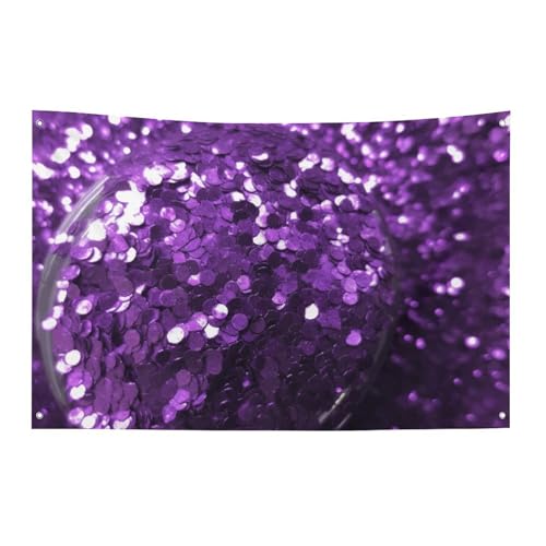 Drapeau violet à paillettes de qualité supérieure, bannière en polyester durable à 4 œillets